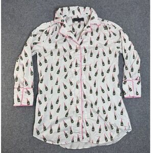 Toss Designs Womens Sleepshirt Nightgown Champage Bubbly Print Pink Trim S M